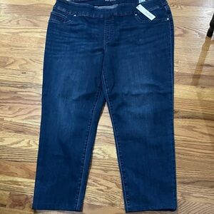 Chico's Dark Blue Straight-Leg Pull-On Jeans. Sz 18R/3.5R. NWT